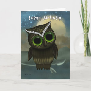 Owl Verjaardag Wenskaart, Fantasy Night Owl Kaart