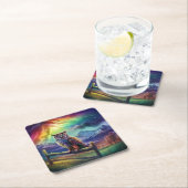 Owl Vierkante Kartonnen Onderzetter (Insitu)