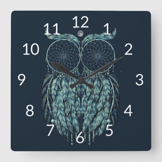 Owl Vierkante Klok (Voorkant)