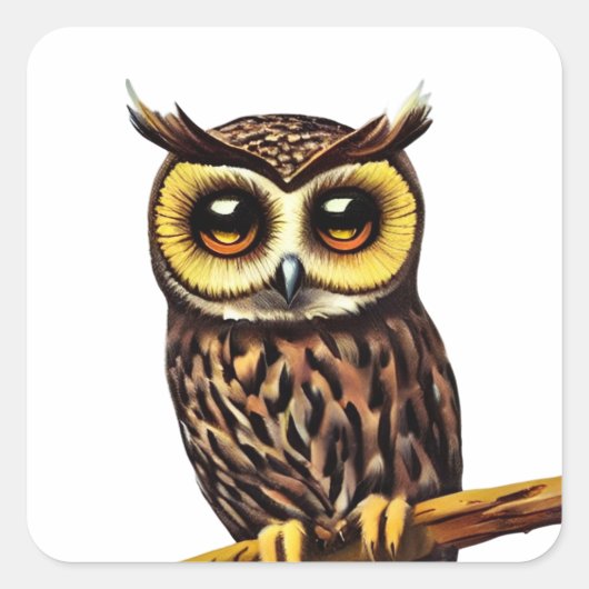 Owl Vierkante Sticker (Voorkant)