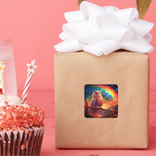 Owl Vierkante Sticker (Feest)