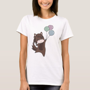 Owl vliegt met ballonnen zoete dieren voor kindere t-shirt