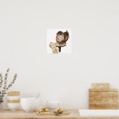 Owl vogelschildering Waterverf Poster (Keuken)