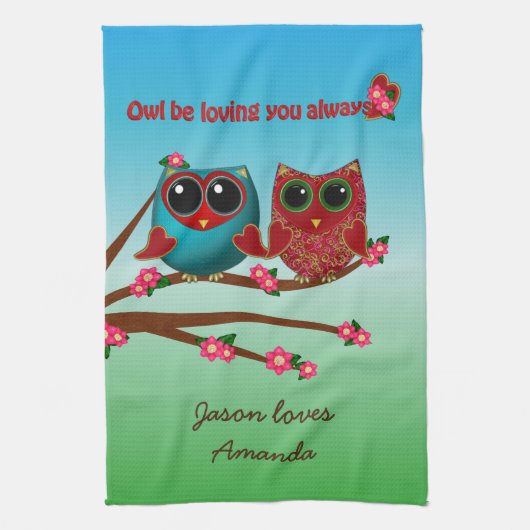 Owl vous aime Serviette à main (Vertical)
