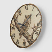 Owl Wall Clock _ Wood-Burned Forest Style Grote Klok (Hoek)
