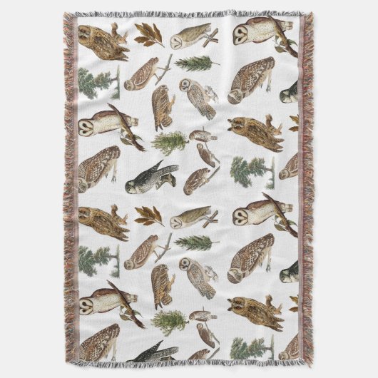 owl Waterverf Forest Pattern Deken (Voorkant Verticaal)