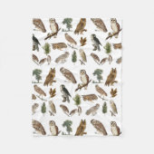  owl Waterverf Forest Pattern Fleece Deken (Voorkant)
