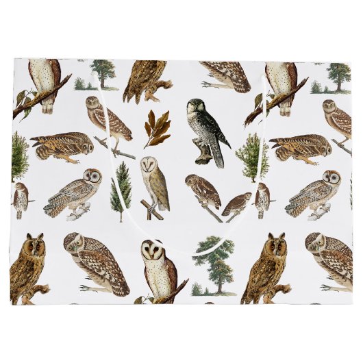 owl Waterverf Forest Pattern Groot Cadeauzakje (Achterkant)