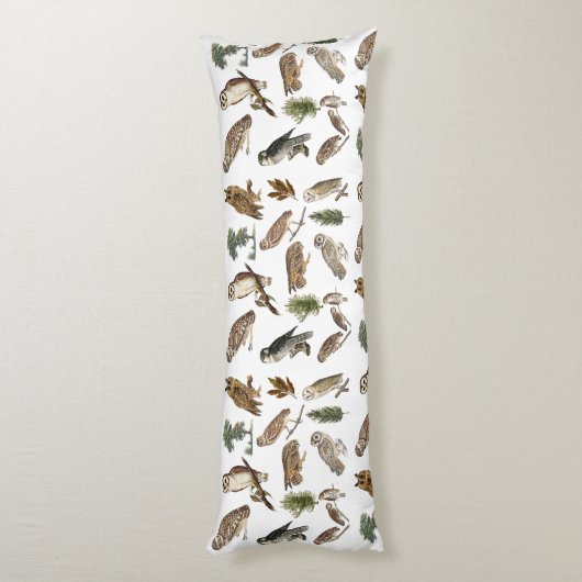 owl Waterverf Forest Pattern Lichaamskussen (Achterkant (Verticaal))
