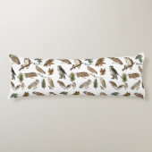 owl Waterverf Forest Pattern Lichaamskussen (Voorkant)