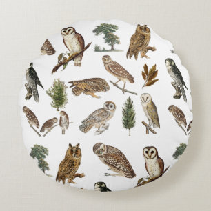  owl Waterverf Forest Pattern Rond Kussen