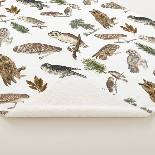 owl Waterverf Forest Pattern Sherpa Deken (3/4)