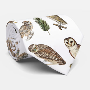 owl Waterverf Forest Pattern Stropdas
