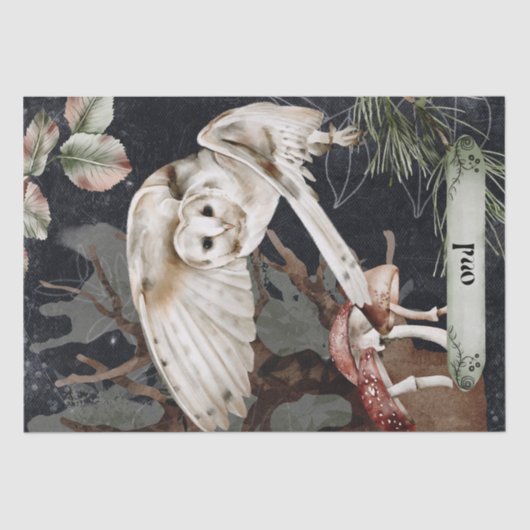 Owl Waterverf Herfst Mysterious Autumn Oracle Tissuepapier (Voorkant)