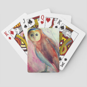 Owl waterverf kunst pokerkaarten