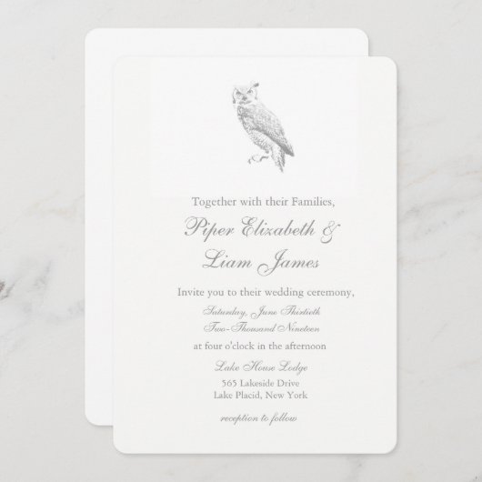 Owl Wedding Invitations Kaart (Voorkant / Achterkant)