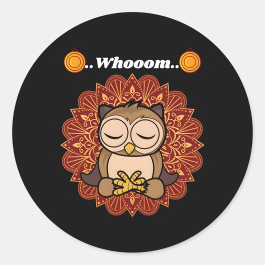 Owl Whom Ronde Sticker (Voorkant)