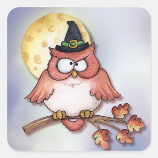 Owl Witch Vierkante Sticker (Voorkant)
