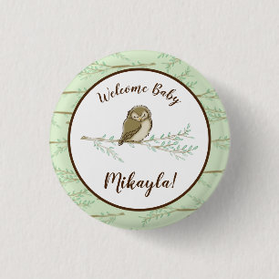 Owl Woodland Animal Baby shower Ronde Button 3,2 Cm