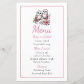Owl Woodland Boho Rustic Country Wedding Menu (Devant)