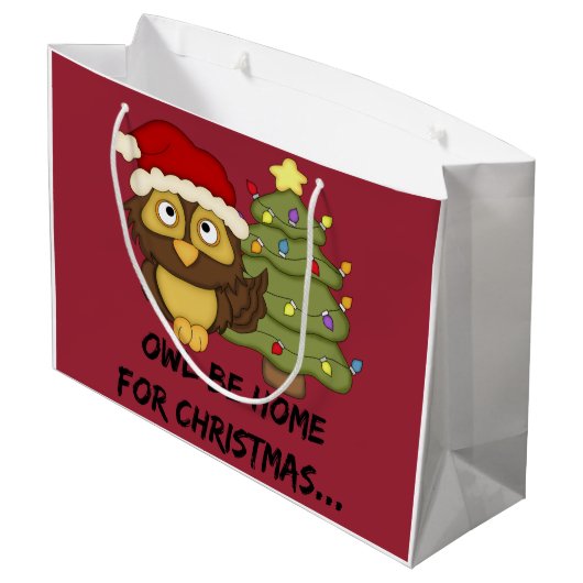OwlBeHome4Kerstmis Large Cadeauzakje (Achterkant Gekanteld)
