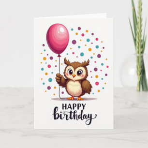 Owlet Ballon Verjaardagskaart Kaart