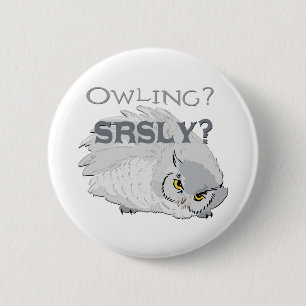Owling serieus ronde button 5,7 cm
