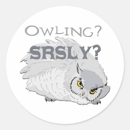 Owling serieus ronde sticker (Voorkant)