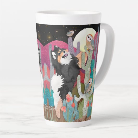 OWLS DE NUIT Lapphund finlandais Latte Mug (Angle droit)