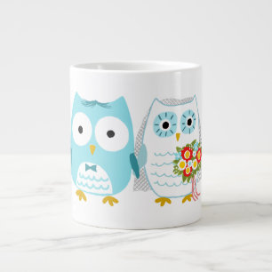 Owls Wedding Bride and Groom Pas getrouwd Couple Jumbo Beker
