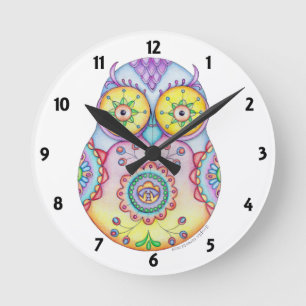 Owlushka Bright Eyes Clock Ronde Klok