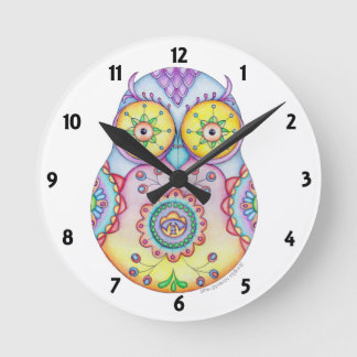 Owlushka Bright Eyes Clock Ronde Klok