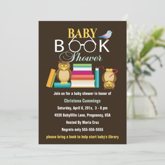 Owly Species Baby shower Invitation Kaart (Staand voorkant)