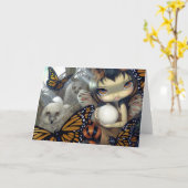 "Owlyn in het Nest" Wenskaart Kaart (Gele Bloem)