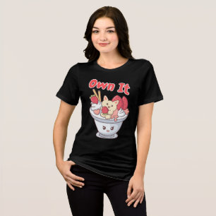 Own It Ijs met Kawaii Kat & Aardbeien Tri-Blend Shirt