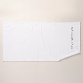 Own Name Calligraphy Chic Plain Simple Black White (Serviette de bain)