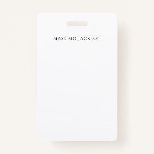 Own Name Calligraphy Chic Plain Simple Black White Badge (Voorkant)