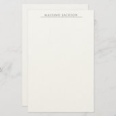 Own Name Calligraphy Chic Plain Simple Black White Briefpapier (Voorkant / Achterkant)