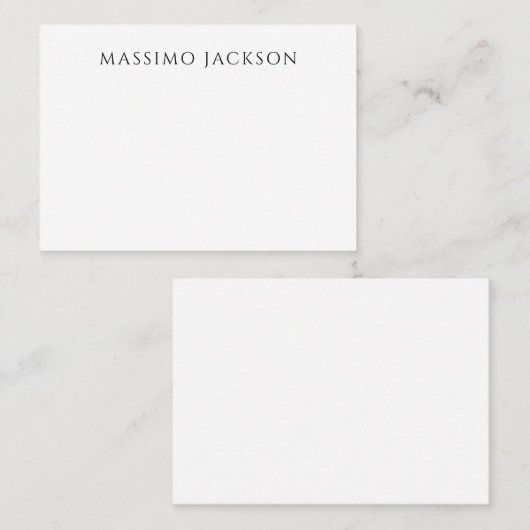 Own Name Calligraphy Chic Plain Simple Black White Contactkaartje (Voorkant / Achterkant)