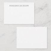 Own Name Calligraphy Chic Plain Simple Black White Notitiekaartje (Voorkant / Achterkant)