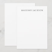 Own Name Calligraphy Chic Plain Simple Black White Notitiekaartje (Voorkant / Achterkant)