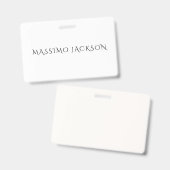 Own Name Decorative Chic Plain Simple Black White Badge (Voor- en achterkant)