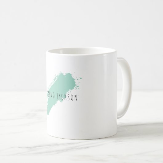 Own Name Decorative Chic Plain Simple Blue White Koffiemok (Voorkant rechts)