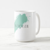 Own Name Decorative Chic Plain Simple Blue White Koffiemok (Voorkant rechts)