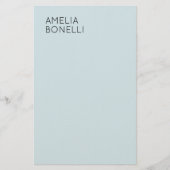 Own Name Modern Minimalist Professional Plain Blue Briefpapier (Voorkant)