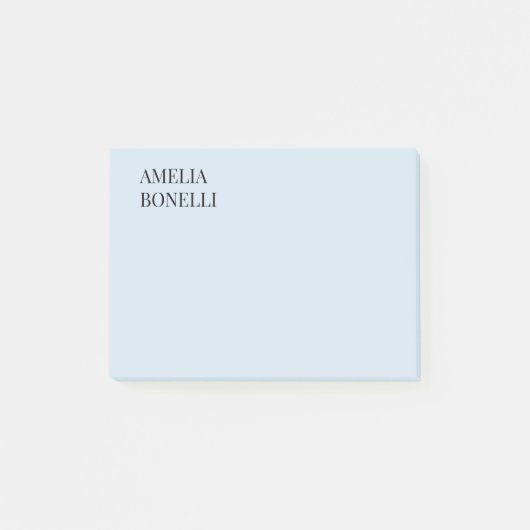 Own Name Modern Minimalist Professional Plain Blue Post-it® Notes (Voorkant)