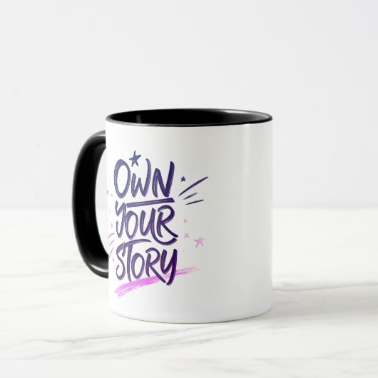 Own Your Story Modern Artistic Motivational Quote Mok (Voorkant links)
