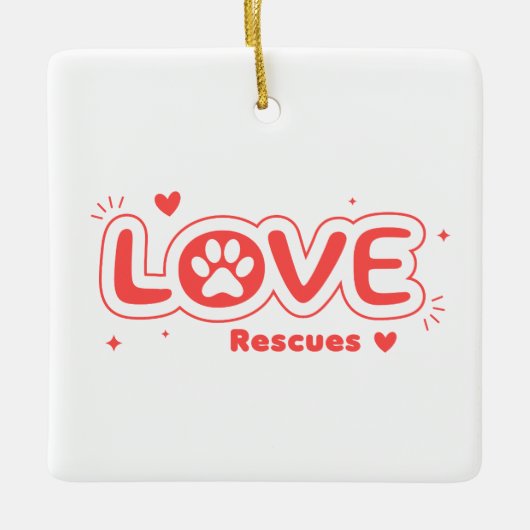 OWRAssist Love Rescues Keramisch Ornament (Voorkant)