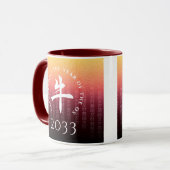 Ox 牛 Red Gold Chinese Zodiac Lunar Symbol Mok (Voorkant links)