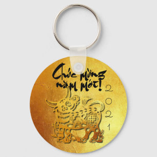 Ox jaar aangepast Y-groet in Vietnam Gold BRK Sleutelhanger